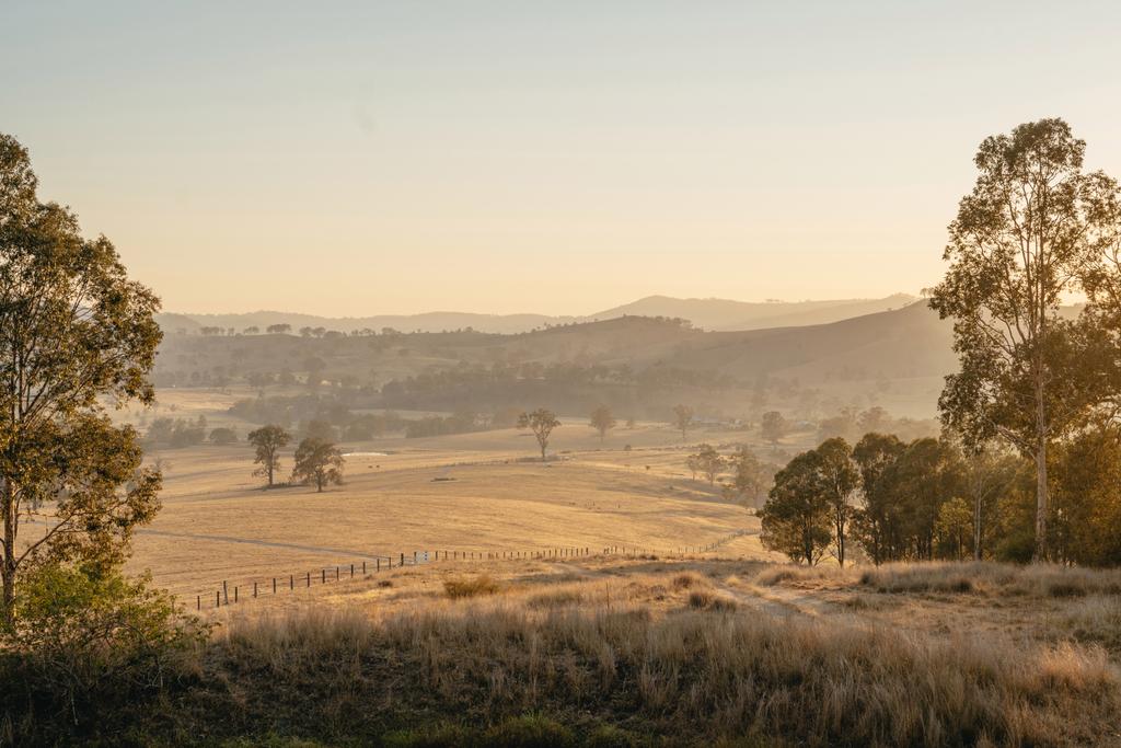 Golden morning light over New England high country farmland